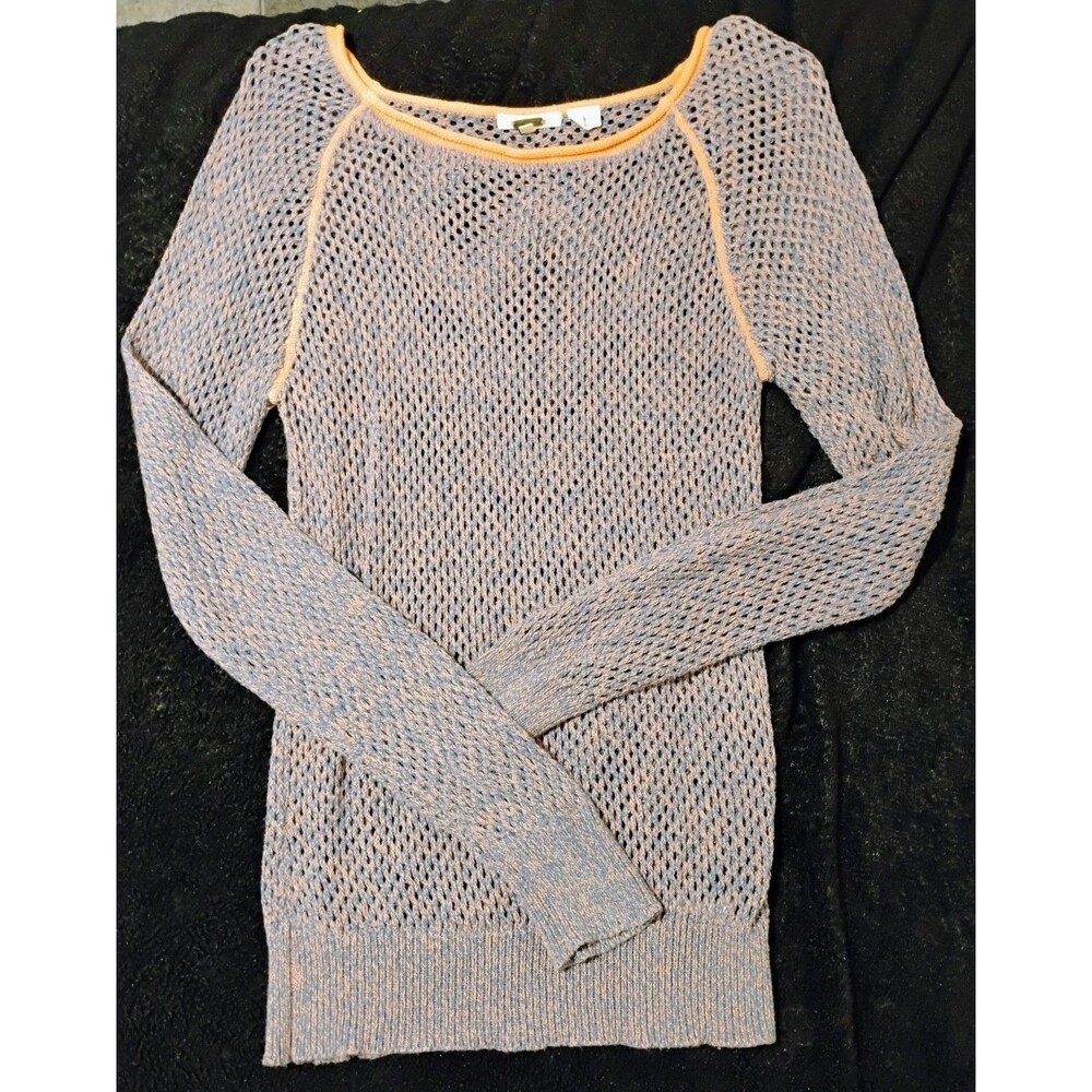 Miss Me Boho Open Knit Crochet Pullover Sweater – 100% Cotton – Size Small